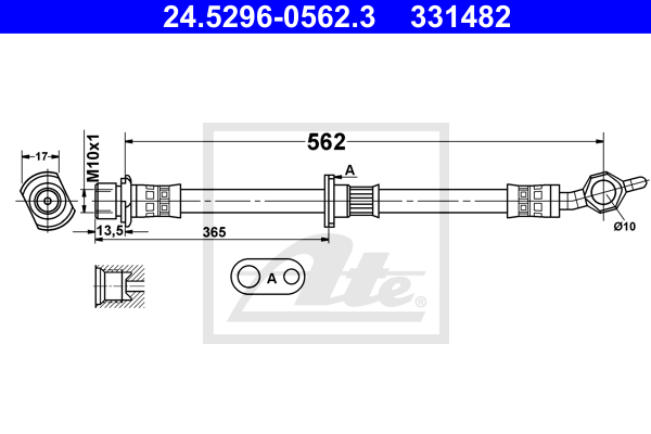 ATE 24.5296-0562.3 Flessibile del freno-Flessibile del freno-Ricambi Euro