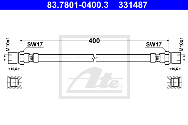 ATE 83.7801-0400.3 Flessibile del freno-Flessibile del freno-Ricambi Euro