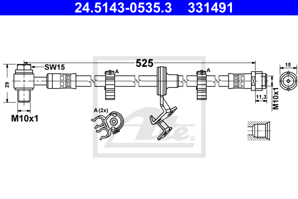 ATE 24.5143-0535.3 Flessibile del freno-Flessibile del freno-Ricambi Euro