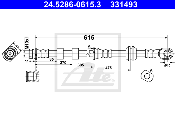 ATE 24.5286-0615.3 Flessibile del freno-Flessibile del freno-Ricambi Euro