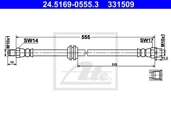 ATE 24.5169-0555.3 Flessibile del freno-Flessibile del freno-Ricambi Euro