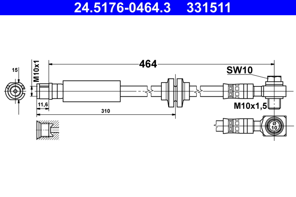 ATE 24.5176-0464.3 Bremsschlauch
