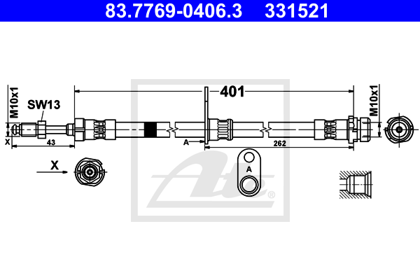 ATE 83.7769-0406.3 Flessibile del freno-Flessibile del freno-Ricambi Euro