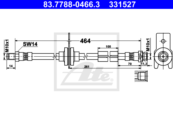 ATE 83.7788-0466.3 Flessibile del freno