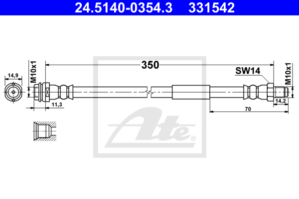 ATE 24.5140-0354.3 fékcső