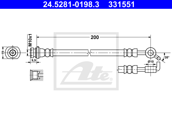 ATE 24.5281-0198.3 Flessibile del freno