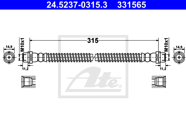 ATE 24.5237-0315.3 Flessibile del freno-Flessibile del freno-Ricambi Euro