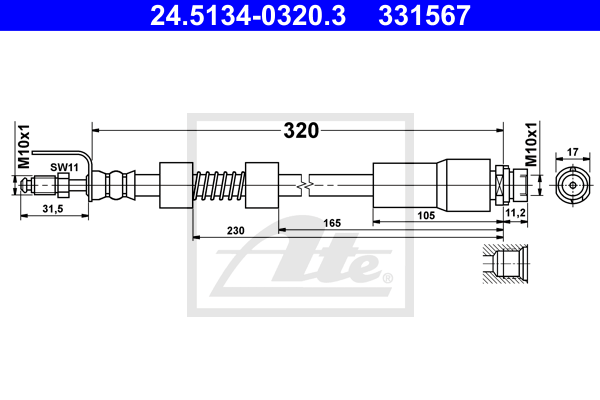 ATE 24.5134-0320.3 Flessibile del freno