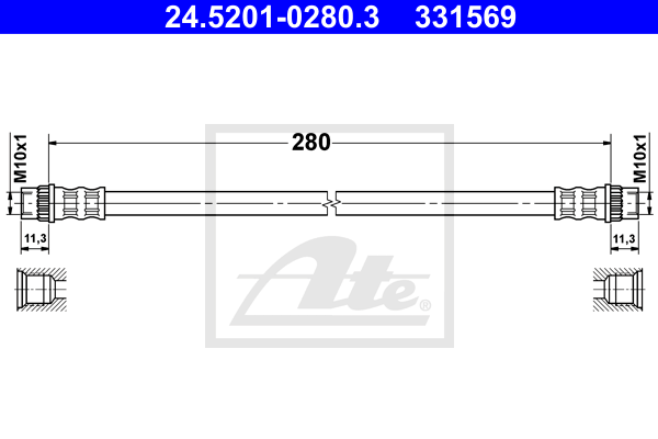 ATE 24.5201-0280.3 Flessibile del freno-Flessibile del freno-Ricambi Euro