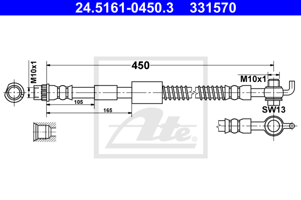 ATE 24.5161-0450.3 Flessibile del freno-Flessibile del freno-Ricambi Euro