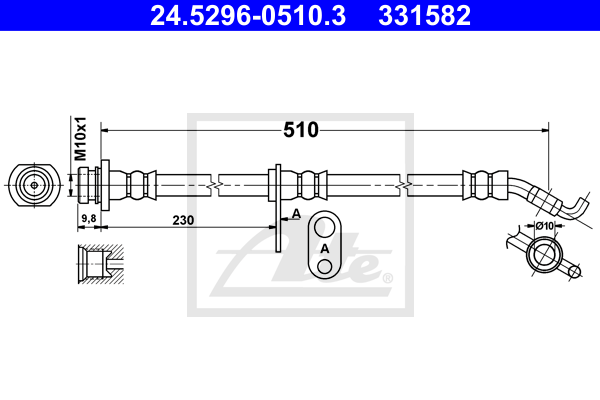 ATE 24.5296-0510.3 Flessibile del freno-Flessibile del freno-Ricambi Euro