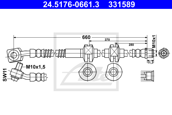 ATE 24.5176-0661.3 Flessibile del freno-Flessibile del freno-Ricambi Euro