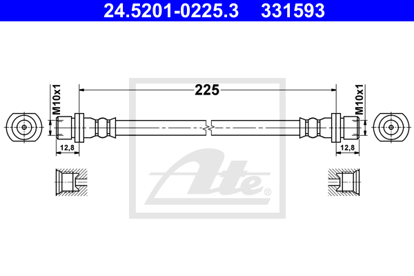 ATE 24.5201-0225.3 Flessibile del freno-Flessibile del freno-Ricambi Euro