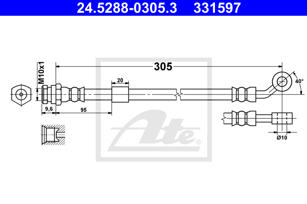 ATE 24.5288-0305.3 Flessibile del freno