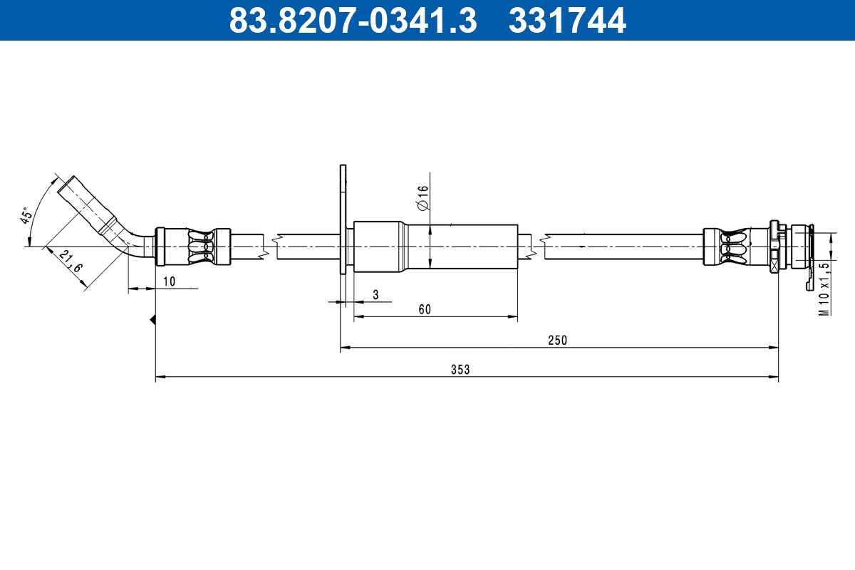 ATE 83.8207-0341.3 Brake Hose
