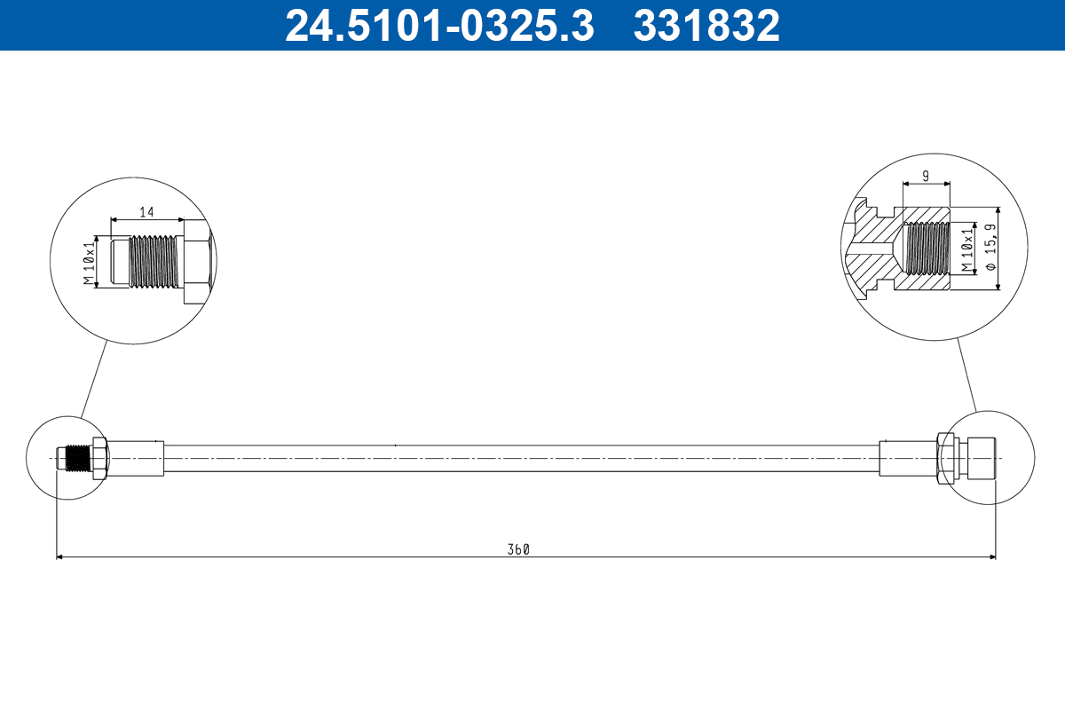 ATE 24.5101-0325.3 Brake Hose