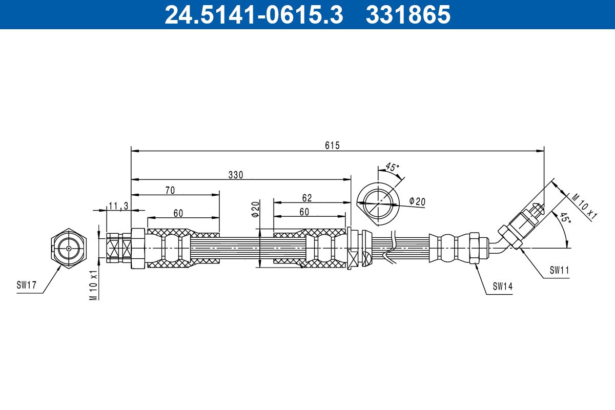 ATE 24.5141-0615.3 Brake Hose