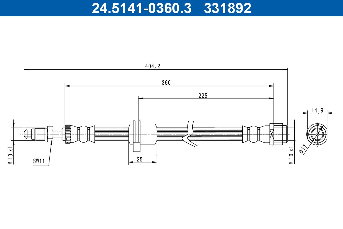ATE 24.5141-0360.3 Brake Hose