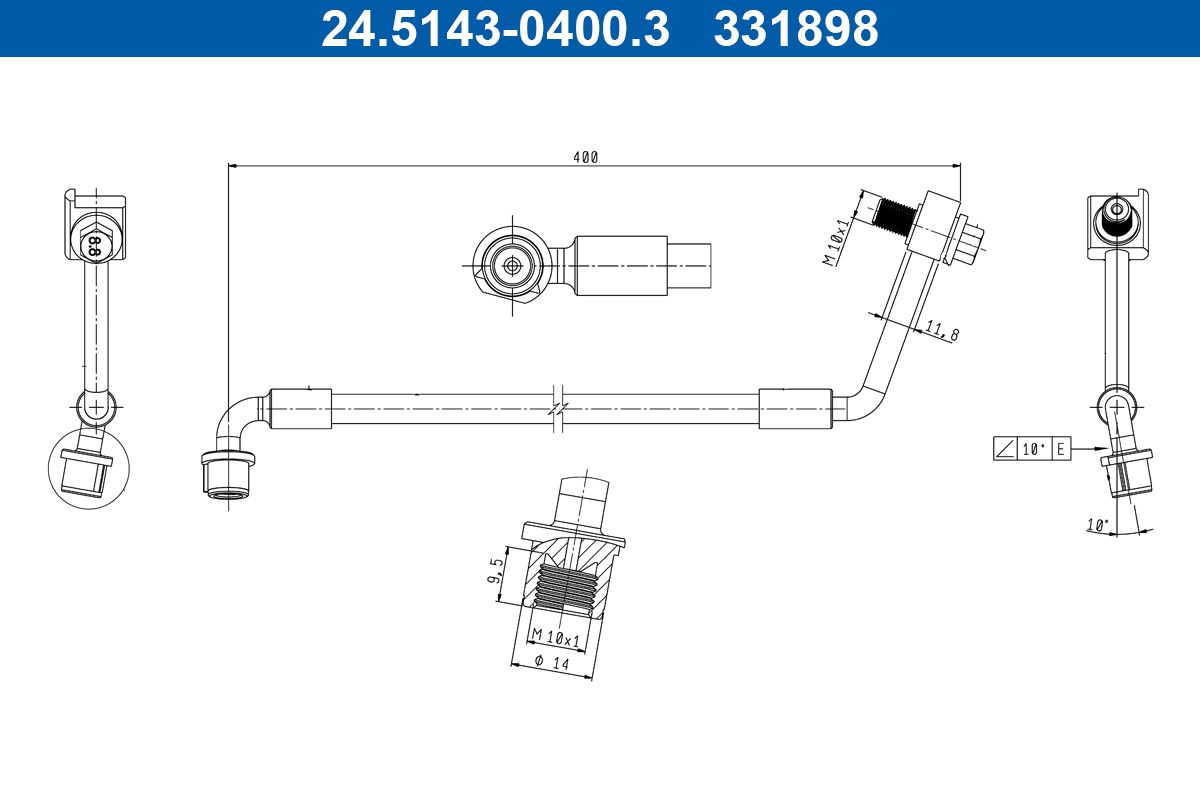 ATE 24.5143-0400.3 Brake Hose