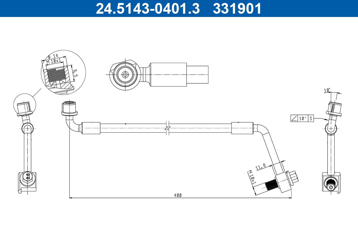ATE 24.5143-0401.3 Brake Hose