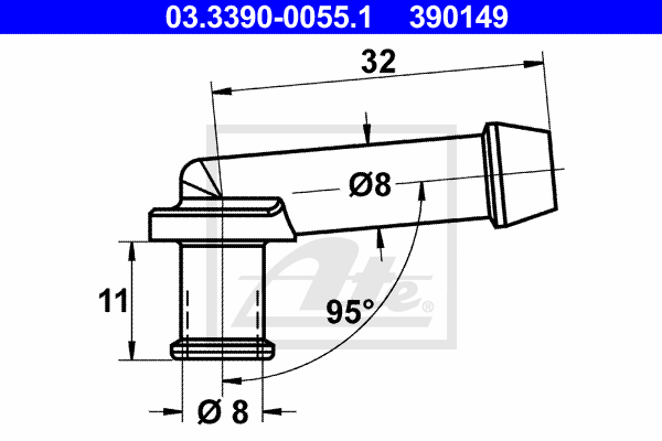 ATE 03.3390-0055.1 Bocchettone raccordo, tubo flessibile-Bocchettone raccordo, tubo flessibile-Ricambi Euro