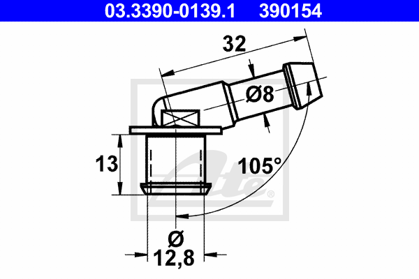 ATE 03.3390-0139.1 Bocchettone raccordo, tubo flessibile