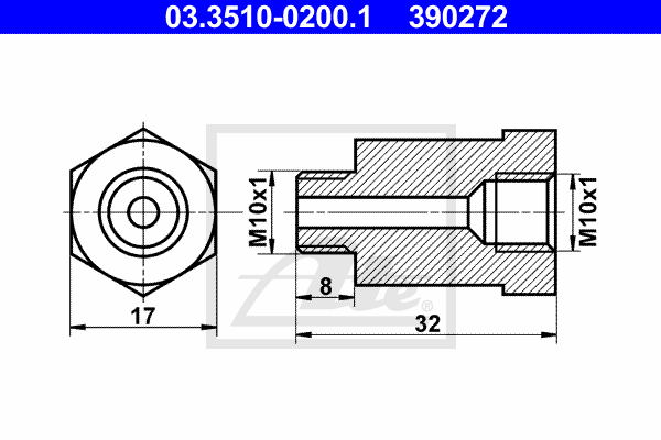 ATE 03.3510-0200.1 Adattatore, Tubazione freno-Adattatore, Tubazione freno-Ricambi Euro