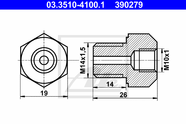 ATE 03.3510-4100.1 Adattatore, Tubazione freno