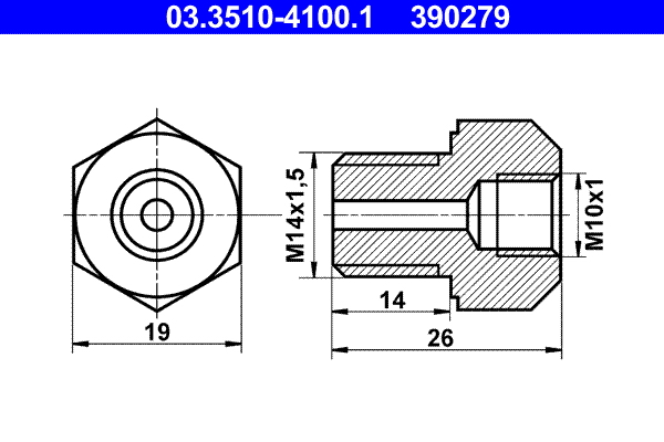 ATE 03.3510-4100.1 Adapter, Bremsleitung