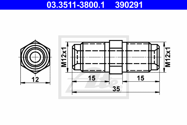 ATE 03.3511-3800.1 Adattatore, Tubazione freno-Adattatore, Tubazione freno-Ricambi Euro