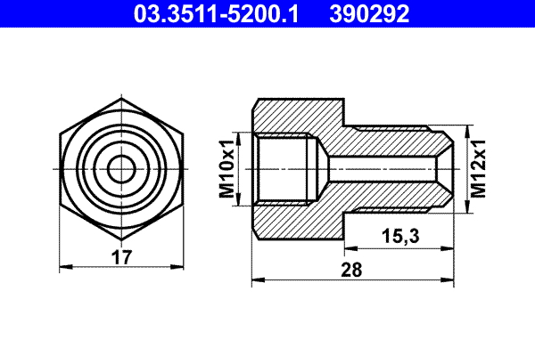 ATE 03.3511-5200.1 Adapter, Bremsleitung