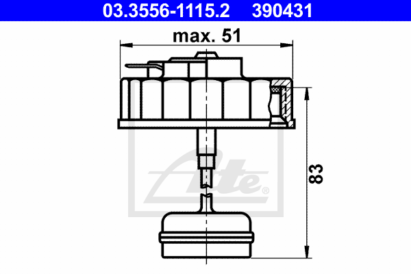 ATE 03.3556-1115.2 Chiusura, serbatoio liquido freni-Chiusura, serbatoio liquido freni-Ricambi Euro