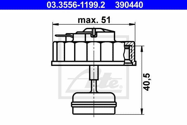 ATE 03.3556-1199.2 Chiusura, serbatoio liquido freni-Chiusura, serbatoio liquido freni-Ricambi Euro