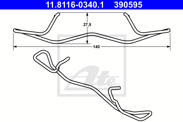 ATE 11.8116-0340.1 Molla, Pinza freno-Molla, Pinza freno-Ricambi Euro