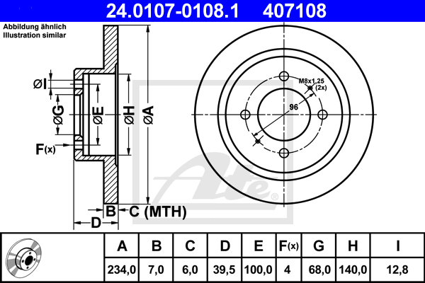 ATE 24.0107-0108.1 Discofreno-Discofreno-Ricambi Euro