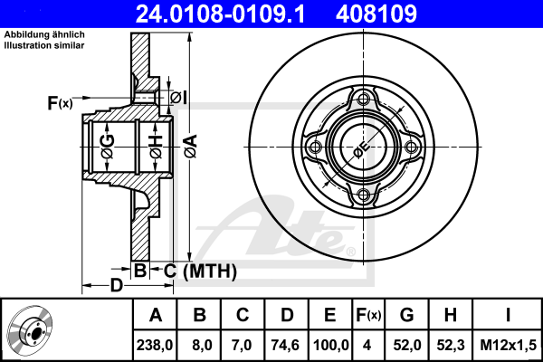 ATE 24.0108-0109.1 Discofreno-Discofreno-Ricambi Euro