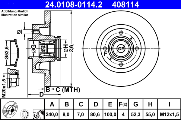 ATE 24.0108-0114.2 Disc frana