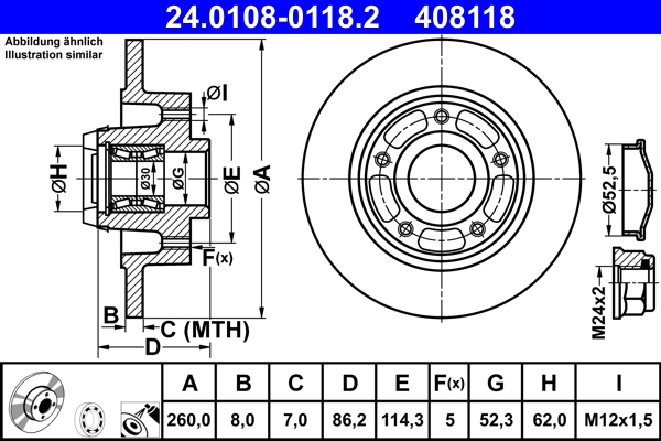 ATE 24.0108-0118.2 Disc frana