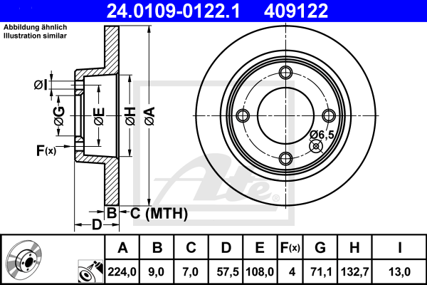 ATE 24.0109-0122.1 Discofreno-Discofreno-Ricambi Euro