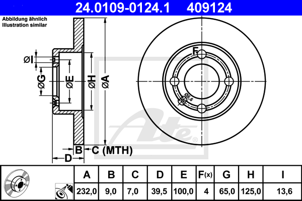 ATE 24.0109-0124.1 Discofreno-Discofreno-Ricambi Euro