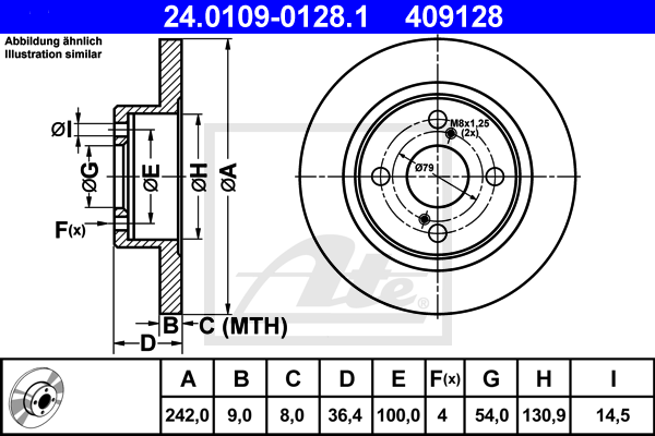 ATE 24.0109-0128.1 Discofreno-Discofreno-Ricambi Euro