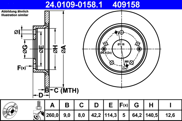 ATE 24.0109-0158.1 Disc frana