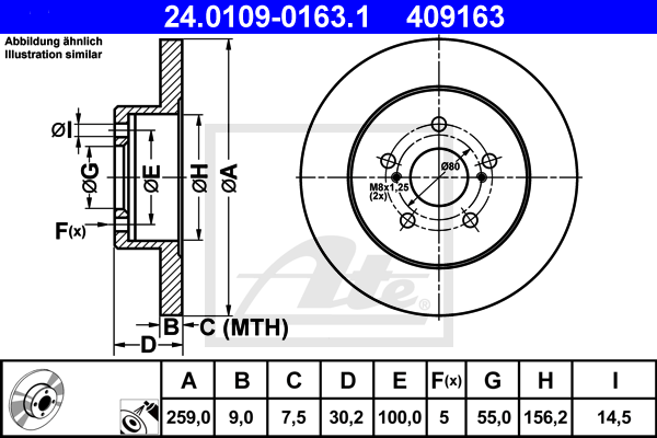 ATE 24.0109-0163.1 Discofreno-Discofreno-Ricambi Euro