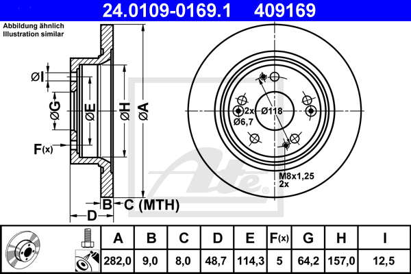 ATE 24.0109-0169.1 Discofreno-Discofreno-Ricambi Euro