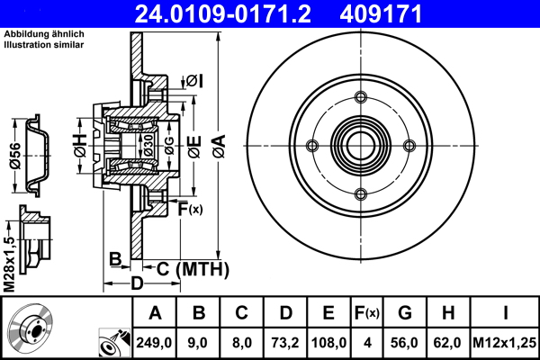 ATE 24.0109-0171.2 Disc frana