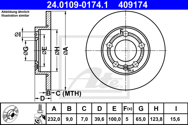 ATE 24.0109-0174.1 Discofreno-Discofreno-Ricambi Euro