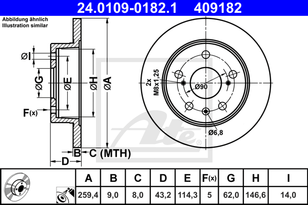 ATE 24.0109-0182.1 Discofreno