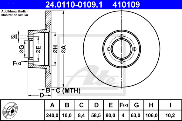 ATE 24.0110-0109.1 Discofreno-Discofreno-Ricambi Euro