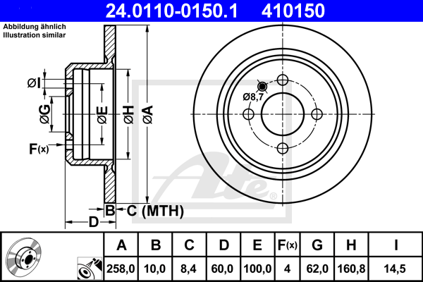 ATE 24.0110-0150.1 Discofreno-Discofreno-Ricambi Euro