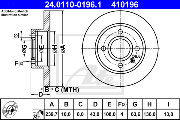 ATE 24.0110-0196.1 Discofreno-Discofreno-Ricambi Euro